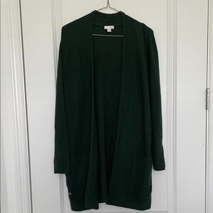 J. Jill Deep Green Open Front Cardigan